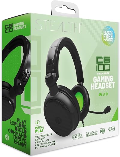 Stealth C6-100 Gaming Headset Green Multi Platform 40mm Drivers