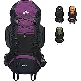 Teton 55L Scout Internal Frame Backpack for Hiking, Camping, Backpacking, Travel, Rain Cover Included, Huckleberry