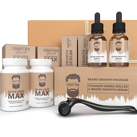 Amazon Com Beard Growth Bundle Crafted S Derma Roller For Beard Growth 2x Beard Growth Oil 2x Beard Growth Pills Stimulate Beard And Hair Growth Best Derma Roller