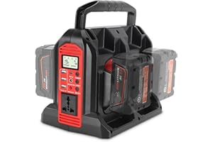 HIPOKE 350W Power Inverter for Milwaukee M18 18V Li-ion Battery, 4-Port 20V to 120V Pure Sine Wave Inverter with LED Light, 3 USB-A Port, 1 USB-C Port, 1 DC Port, Power Station for Outdoor Camping(Tool Only)