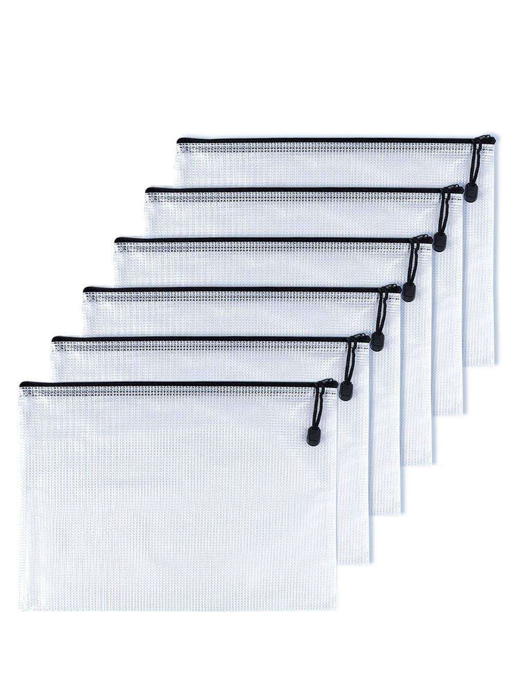 6 items Shirt Package Wallet Pouch PVC Zip Document Folder / PVC School Office Magazine Document File Zippy Closure Folder Holder Bag-Black B8