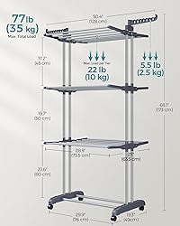 SONGMICS Clothes Drying Rack Stand 4-Tier, Foldable