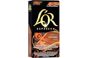 L'OR Espresso Capsules, 10 Count Caramel, Single-Serve Aluminum Coffee Capsules Compatible with the L'OR BARISTA System & *Nespresso Original Machines, 10 Count (Pack of 1)