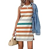 WIHOLL Casual Dresses for Women Crewneck Sleeveless Tank Dress Summer Spring Boho Vacation Clothes
