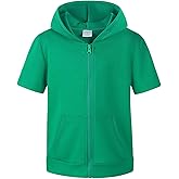 Spring&Gege Boys Lightweight Full Zip Hoodies Short Sleeve Hooded Sweatshirt (5-14 Years)
