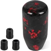 TIEVISHO Carbon Fiber Shift Knob Forged Marble Pattern Unique Designed for Automatic and Manual Vehicles Universal Gear Shifter with 3 Adapters Red