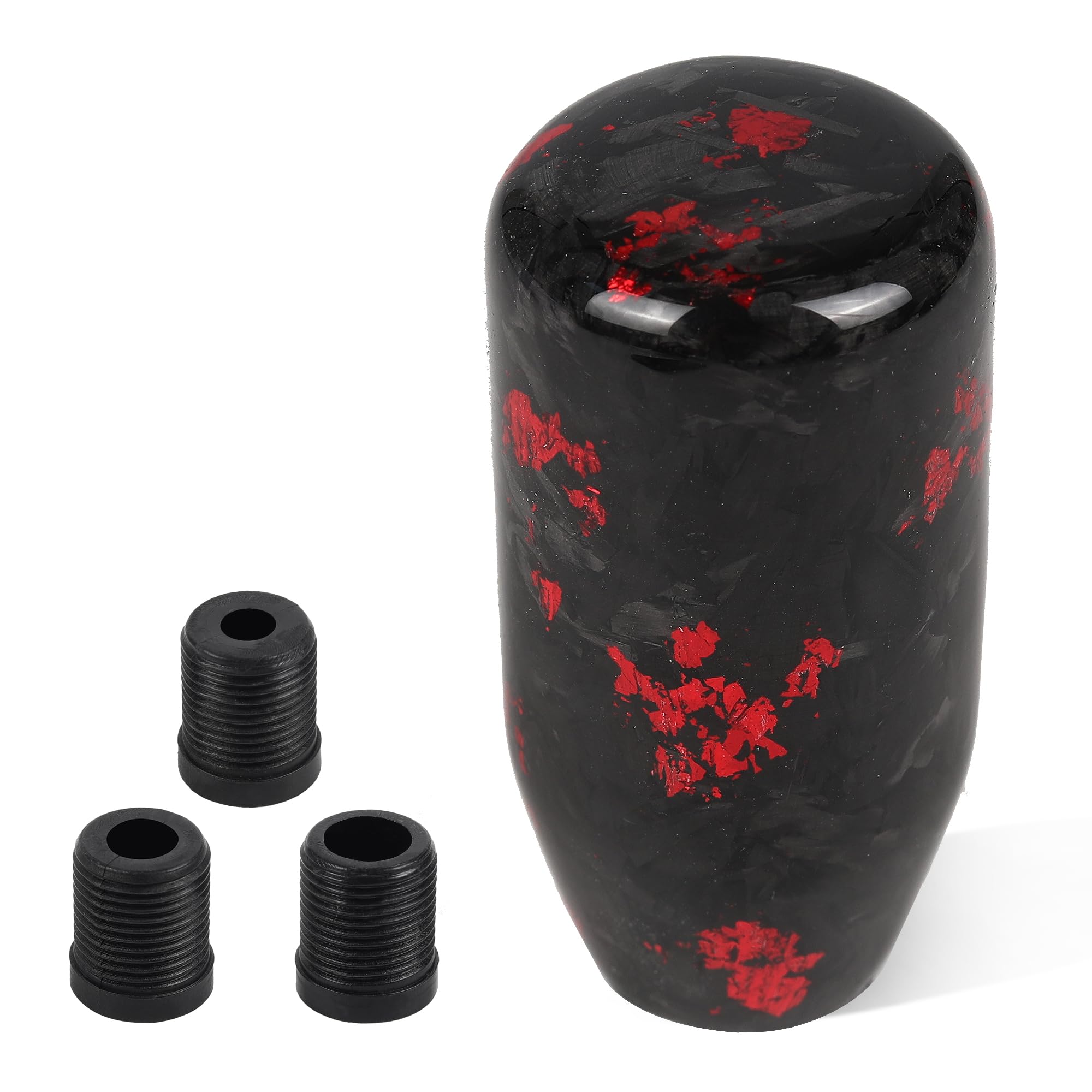 Photo 1 of TIEVISHO Carbon Fiber Shift Knob Forged Marble Pattern Unique Designed for Automatic and Manual Vehicles Universal Gear Shifter with 3 Adapters Red