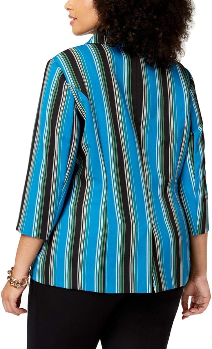 INC Womens Plus Striped 3//4 Sleeves Blazer