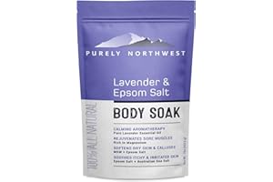 PURELY NORTHWEST Premium Lavender, MSM & Epsom Salt Body Soak-Aromatherapy which Promotes a Good Night Sleep-Soothes Tense, Sore & Overworked Muscles-Excellent as a Foot Soak! 1LB