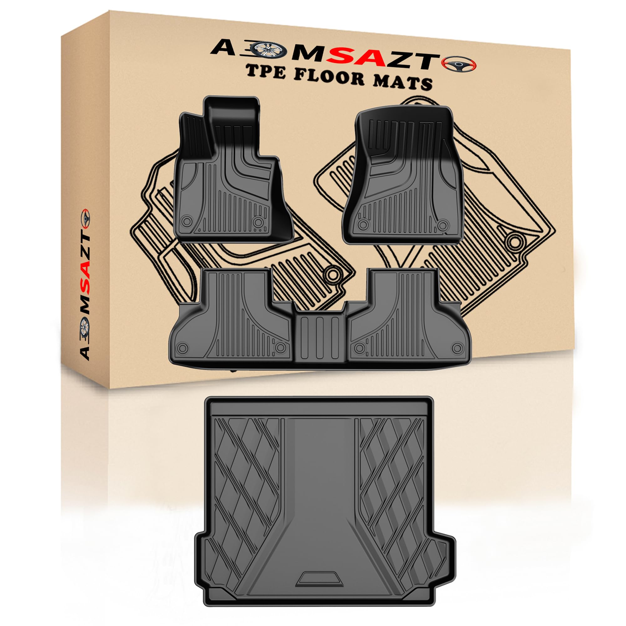 Photo 1 of 2014-2017 2018 X5 Floor Mats: AOMSAZTO All Weather Floor Mats & Cargo Liner Compatible with BMW X5 (F15) 2014-2018 | All Season Guard X5 Accessories Anti-Slip Floor Mats Cargo Liner Set **Missing Trunk Mat