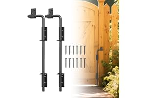 URDOGSL 12" Heavy Duty Cane Bolts for Gates with Upgraded Square Hardware Gate Drop Rod with Black Finish for Wood PVC Vinyl Fences Gates, Double Doors-2 Pack