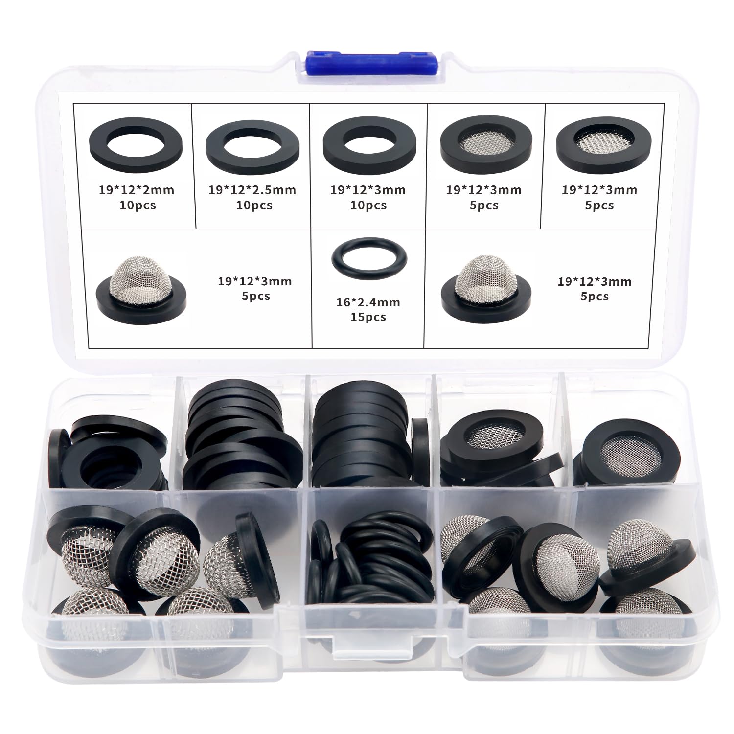 YIXISI 65 Pieces Strainer Seal O Ring Set, Mesh Rubber Washers, Sealing Ring with Strainer, for 1/2 Inch Shower Head, Taps, Hoses, Shower Hose — image 1