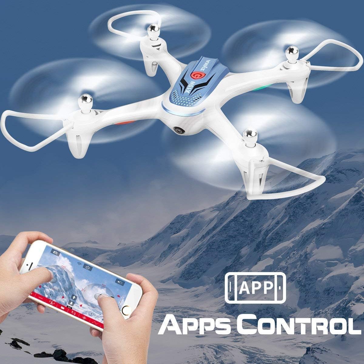 JACK ROYAL Syma X15W Wi-Fi FPV Drone with Camera Real Time Video 2. 4GHz 4CH 6-Axis Gyro App Control RC Quadcopter with Flight Plan