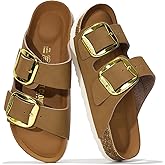 Project Cloud 100% Genuine Leather Flat Sandals for Women 2026 Comfortable Beach Essentials Womens Sandals Memory Foam Vacation Essentials Slides for Women Footwear (Santorini)