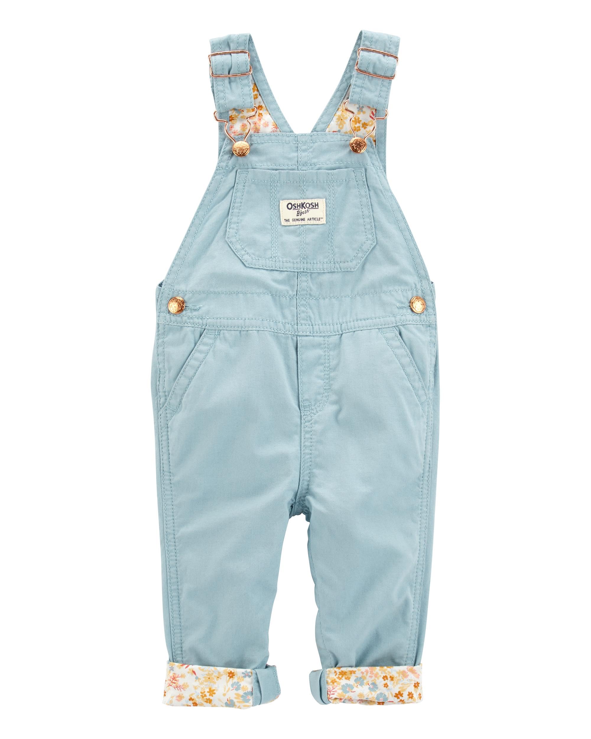 OshKosh B’Gosh Girls World’s Best Overalls, Green Floral, 6M