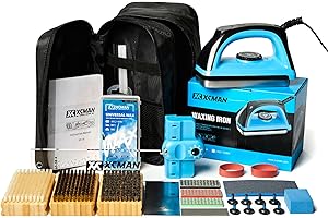 XCMAN Complete Ski Snowboard Tuning Waxing Combo Kit with Waxing Iron,Ski Wax,Side Base Edge Tuner,Ptex Base Repair,Gummy Sto