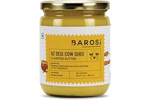 Barosi A2 Cow Ghee 17 Ounce, Clarified Butter, Produced from Grass Fed A2 Cow Milk, Hand crafted, Aromatic & Pure, Sustainable Glass Packaging