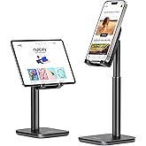 Nulaxy Phone Stand, Height Angle Adjustable Cell Phone Stand, Phone Holder for Desk Compatible with Phone 16 15 14 13 12 Mini
