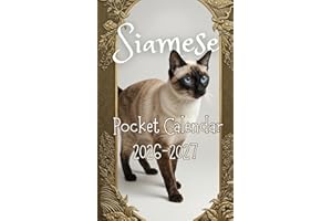 Siamese 2026–2027 Pocket Calendar: 2-Year Planner Featuring Hyper-Realistic Cats in Golden Accents