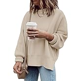 Imily Bela Womens Oversized Tunic Sweaters Fall Slouchy Long Sleeve Ribbed Knit Side Slit Pullover Jumper