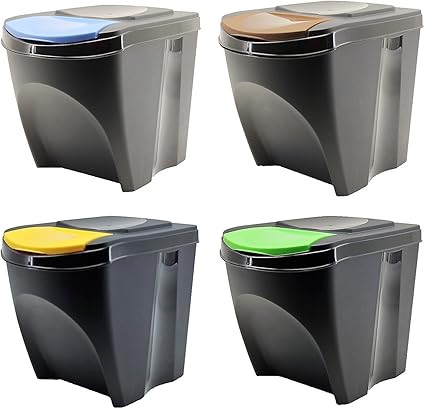 Juego de 4 cajas de almacenamiento, cubo de basura, cubo de basura para