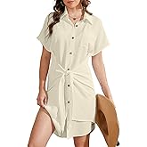 Breezy Lane Womens Swimsuit Cover Ups Button Down Tie Beach Shirt Dress Summer Coverup Swimwear