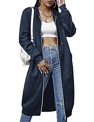 ELESOL Women's Longline Hooded Sweatshirt/Hoodie