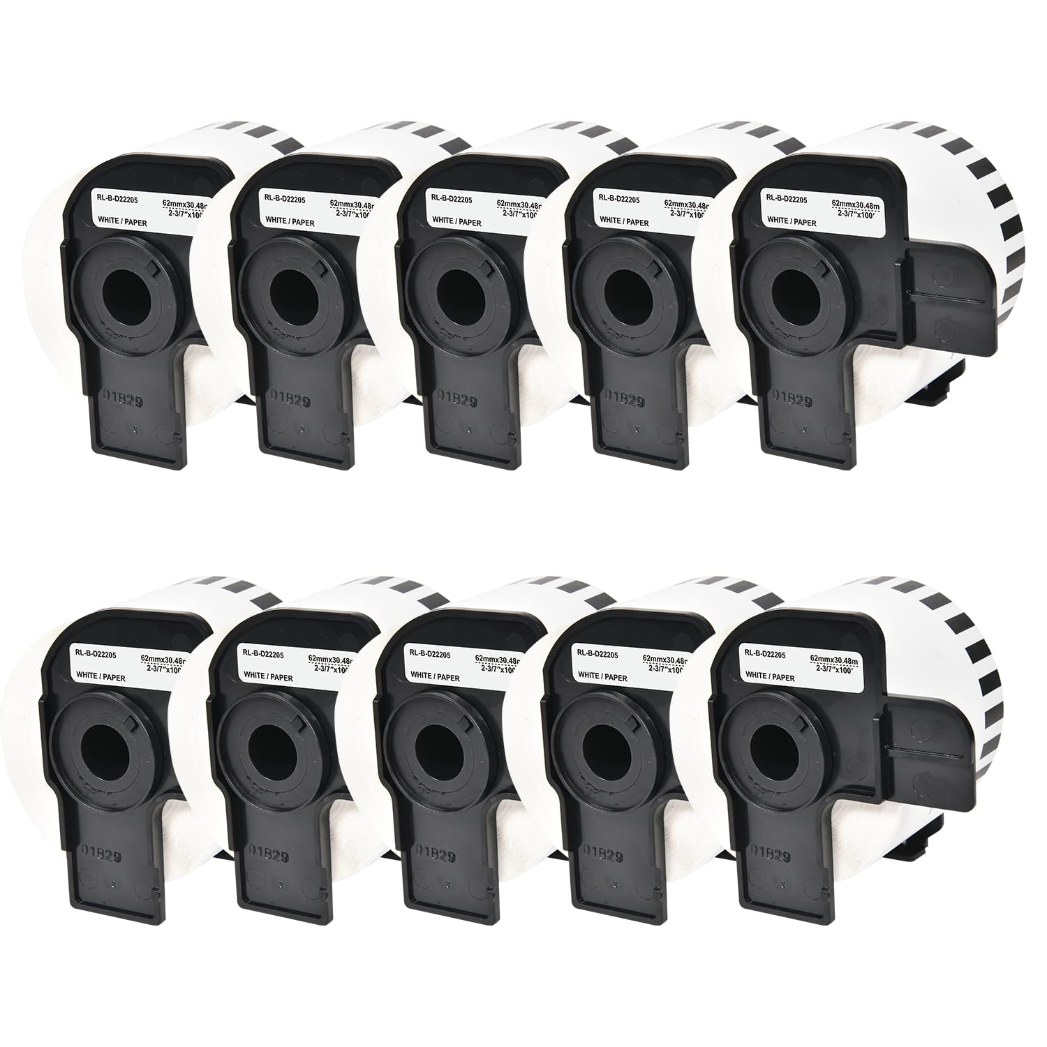 DogePro Thermal Printer Labels, 10 Rolls of Labels DK-22205 62mm X 30.4m Continuous | Compatible for Brother P-Touch QL1000 1050 1060