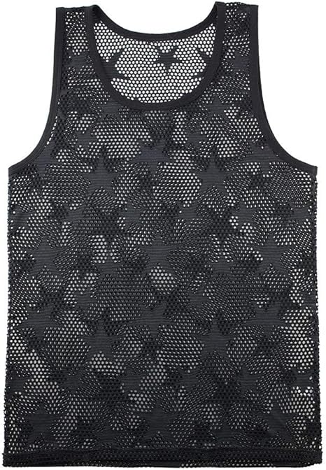Men's Mesh Fishnet Fitted Sleeveless Muscle Top Black at Amazon Menâs Clothing store