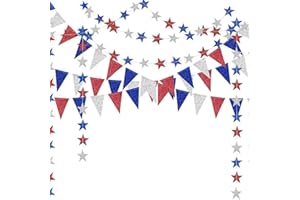 Decor365 4th of July Decorations Red White Blue Garland Patriotic Banner Star Garland Fourth July Decorations Pennant Banner Memorial Day Labor Day Decor for Party Home Wedding Parade