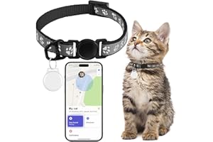 VEBISO GPS Tracker for Cats, 2 in 1 Waterproof Location Pet Tracking Smart Collar (Only iOS), No Monthly Fee, Compatible with Apple Find My, Reflective Real-Time GPS Tracker Cat Collar