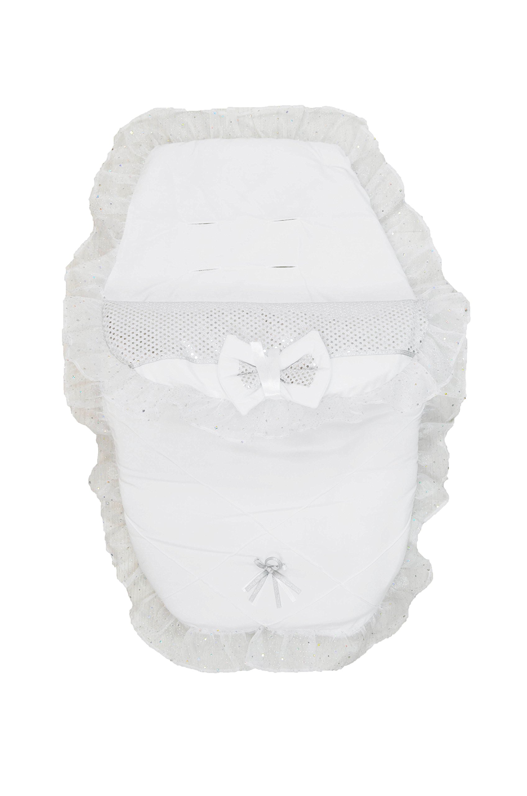 Gorgeous Pushchair Frilly Footmuff Liner With Sparkly Bow All