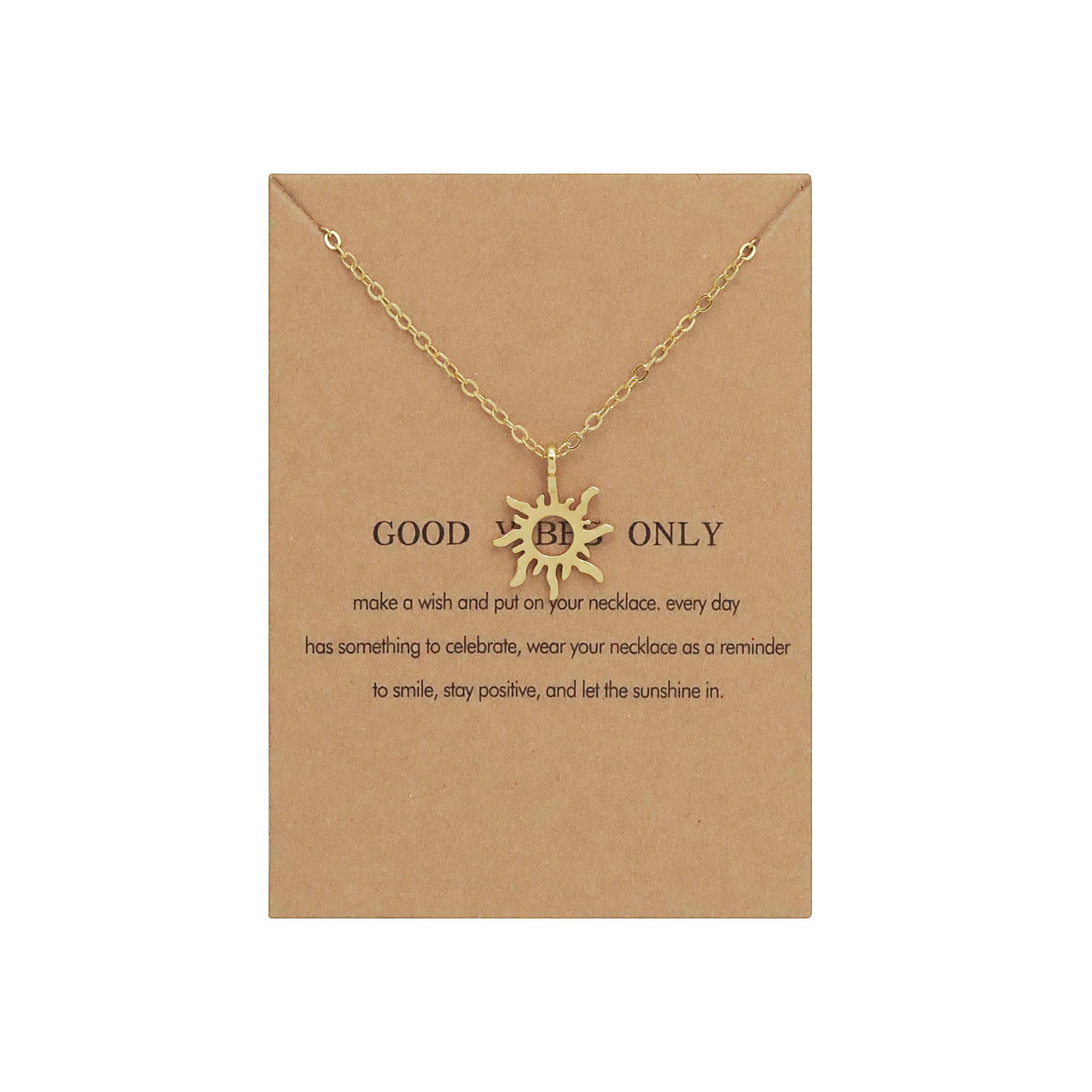 AILUOR Fashion Gold Sun Butterfly Necklace Clavicle Chain Sunlight Sunshine Pendant Necklace With Message Card Friendship Dainty Gold Butterfly Choker Jewelry Favors (Sun)