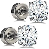 Moissanite Stud Earrings G23 Implant Grade Titanium Screw Flat Back Earring Hypoallergenic Pure Titanium Tragus Labret Cartilage Helix F136 Piercing Jewelry for Women Men