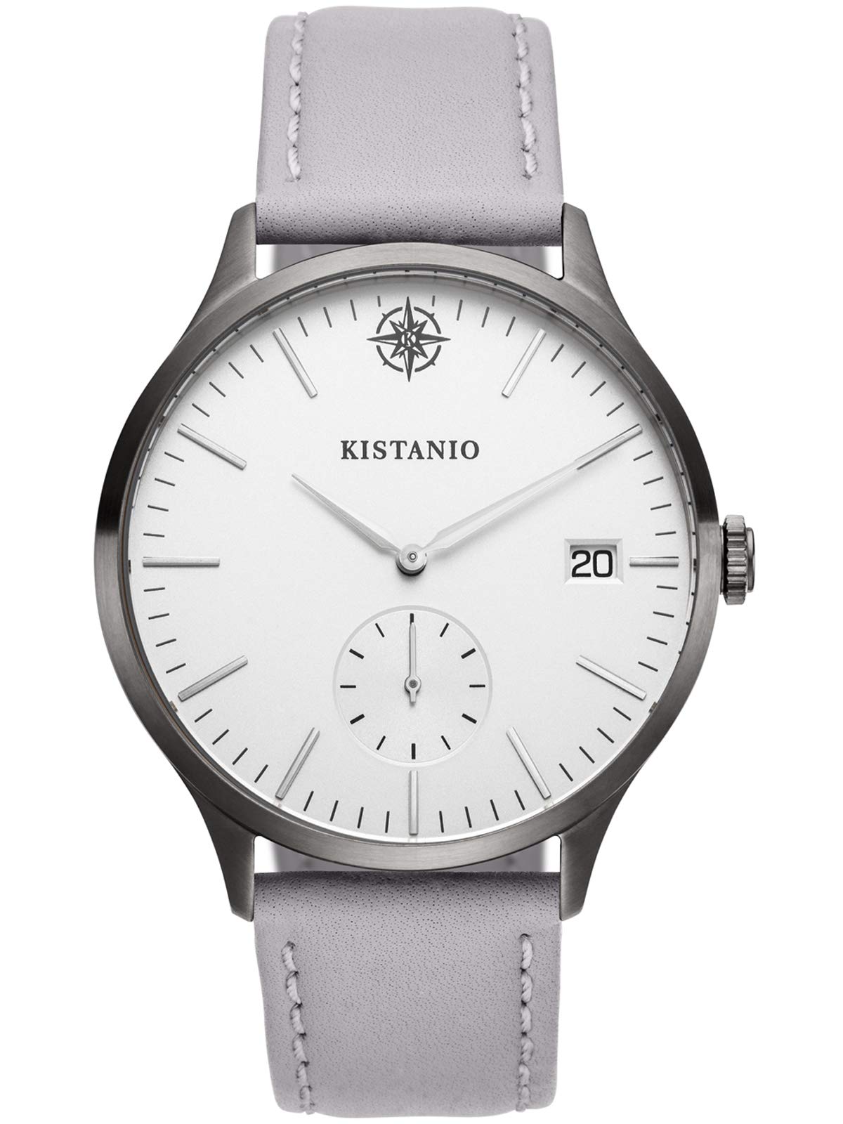 Kistanio Men's Stratolis Sapphire Glass Gunmetal Silver with Grey Leather Strap KIS-STR-40-032
