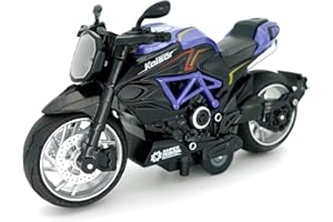 MING YING 66 Toy Motorcycle - Kids Motorcycle Toy with Sound and Light, Pull Back Car Toy for Boys Age 3-12 (Blue)