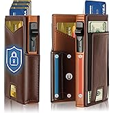 Wallet for Men Wallet with Slim Pop Up Card Holder for 10-12 Cards, RFID Blocking Credit Card Holder,Bifold Minimalist Smart Wallet with ID Windows & Money Clip,Gifts for Men Gift Boxed(Coffee +Brown)