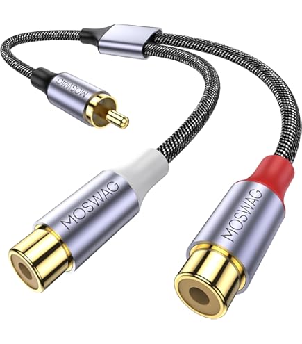 Amazon.com: MOSWAG RCA Splitter, 1 Female to 2 Male, RCA Y