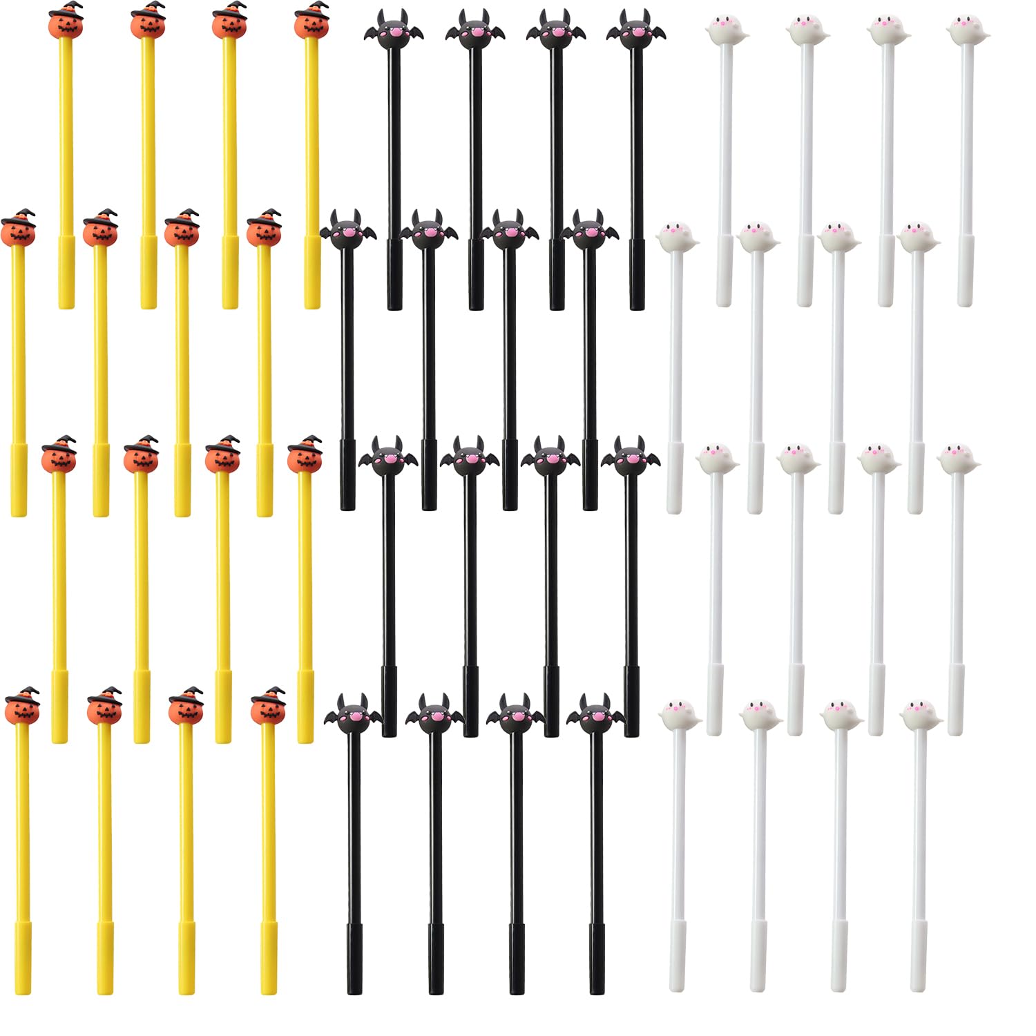 MFUOE Halloween Ink Gel Pens Cute Pumpkin Head Ballpoint Pens Black Writing Gel Pens for School Office Supply Halloween Gifts (48)