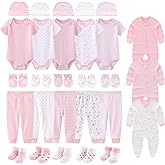 BABYSOLIS 28 Pack Unisex Baby Layette Set Boy Girl Pants+Rompers+Short Sleeve Bodysuits+Hats+Gloves+Socks New Born Outfit