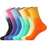 Lngwioo 7 Pairs Pack Colorful Tie-dye Socks Men and Women Casual Fashion Crew Socks Cotton Socks