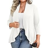 Anymiss Women's 1X-6X Plus Size 3/4 Sleeve Cardigan - Open Front Summer Cover Up