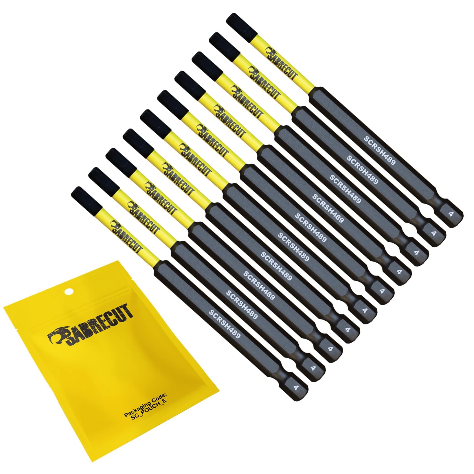 10 x SabreCut SCRH489_10 89mm H4 Hex Magnetic Impact Screwdriver Driver Bits Set Single Ended Heavy Duty