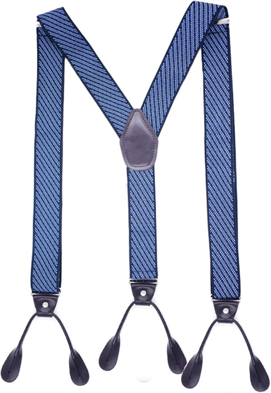 JTCMOJS Adults Y Back Suspenders Leather Trimmed Elastic Button End