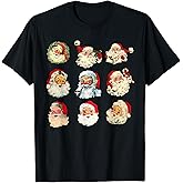 Vintage Christmas Santa Claus Faces Funny Old Fashioned Xmas T-Shirt