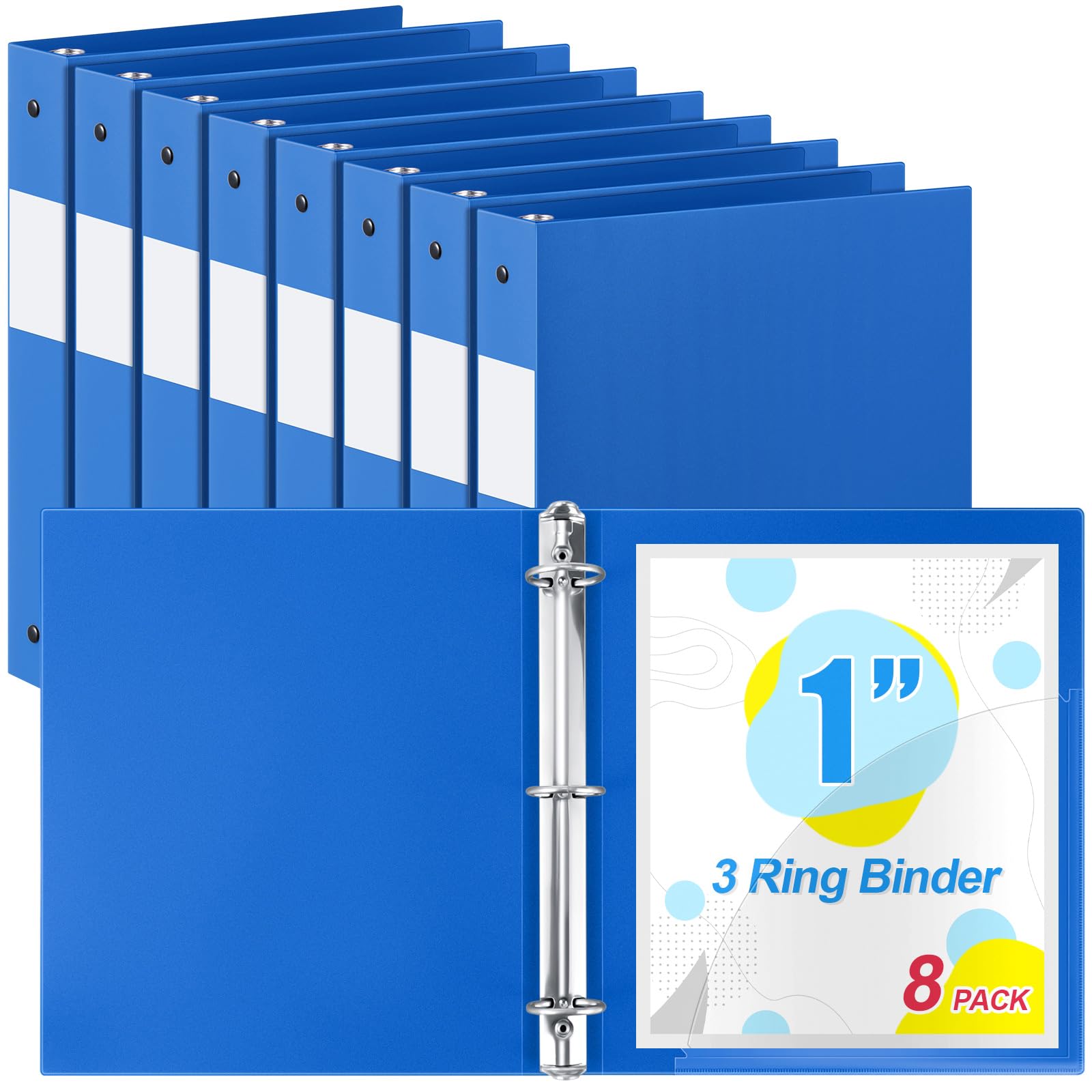 Photo 1 of Skyygemm 8 Pcs 1 Inch 3 Ring Plastic Binder Flexible Binders Bulk Fits Letter Size 8.5'' x 11'' Paper Holds up to 225 Sheets with 1 Pockets Versatile Binder for School Office Home (Blue)