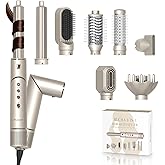 RUCHA 8 in 1 Hair Styler & Hair Dryer Brush Blow Dryer, 110,000 RPM High Speed Hair Nora Styler, Multi Professional Hot Air Styler for Straightening Curling Volumizing Drying, Champagne Gold