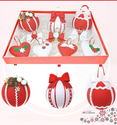 Palle Di Natale Rosse Bianche Con Fiocchi E Cuori
