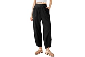 Cicy Bell Womens Baggy Wide Leg Pants Casual Elastic Waisted Palazzo Harem Pants with Pockets