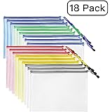 SUNEE Mesh Zipper Pouch Document Bag(6 Colors, 18 Pack), Letter Size Waterproof Document Pouch for School Office Supplies, Cross Stitch Organizing Storage